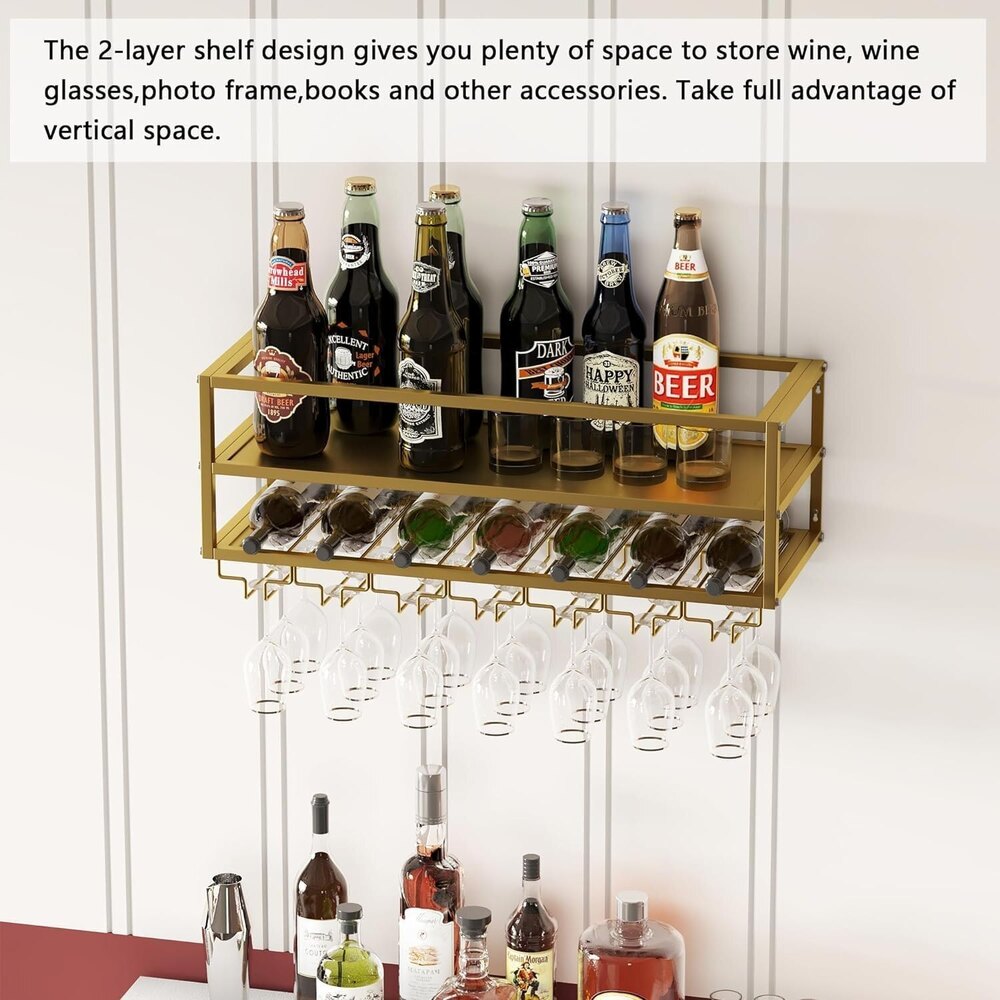 Metal Hanging Wall Bar Shelf Display Storage Rack for Home,