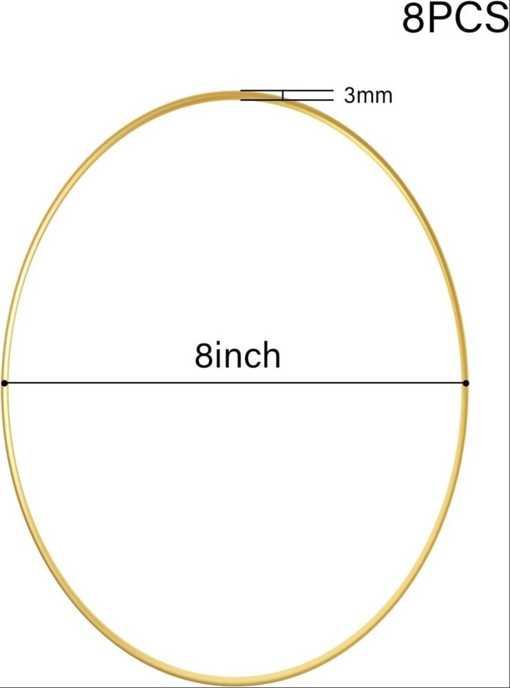 8 PCS 8 Inch Gold Metal Floral Hoop Wreath Macrame Gold Hoop Rings for DIY Home Decorations