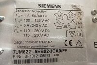 SIEMENS 7UM6221-5EB92-3CA0/FF (BF1012106579) GENERATOR PROTECTION RELAY