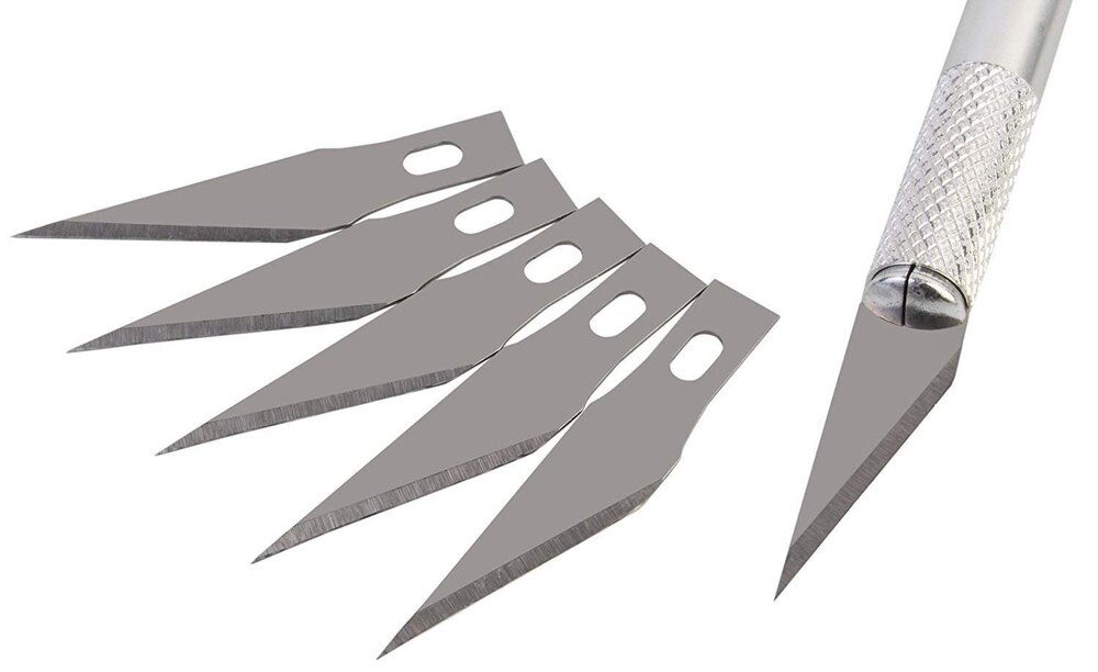 Pen Knife - Aluminum Handle, 360-degree Head Rotation | Super Sharp Steel Blades, Non-slip Grip, 5 Replaceable Blades With Safety Cap