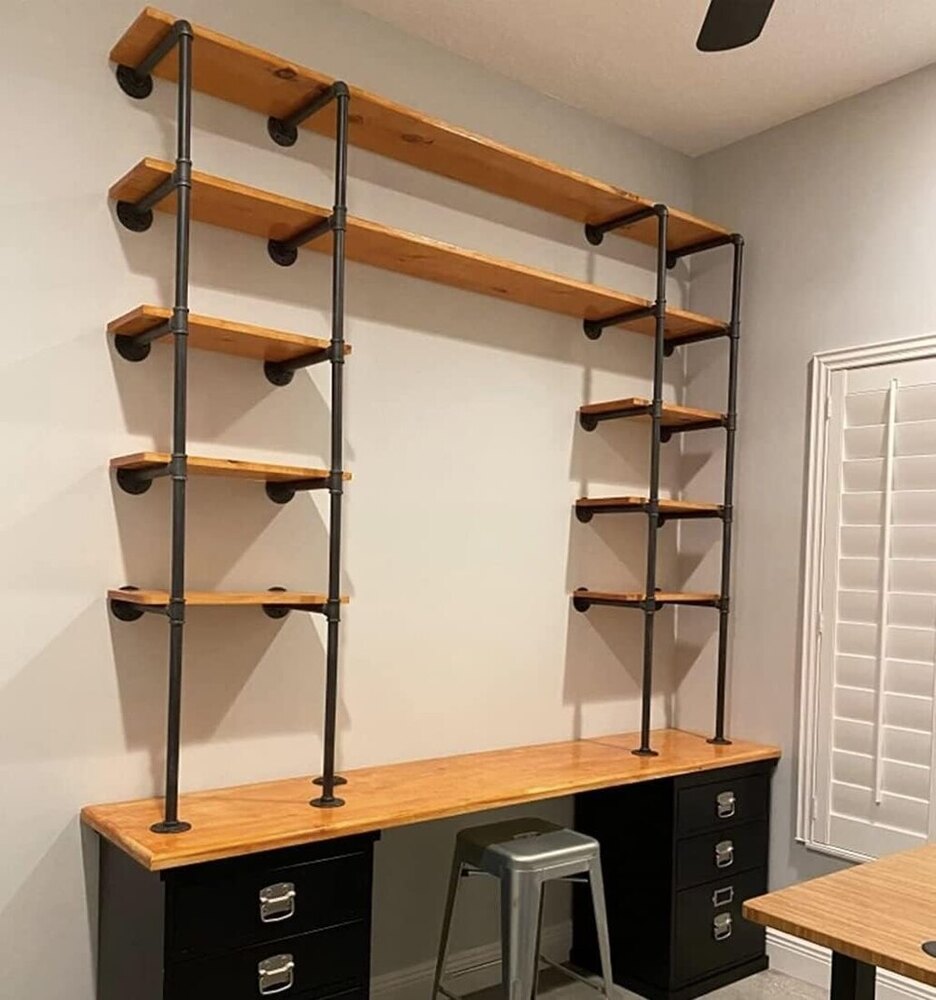Wall Mount Iron Pipe Shelf,Diy Open Bookshelf,Hung Bracket (2Pcs) - Application: Home