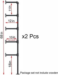 Wall Mount iron Pipe Shelf,DIY Open Bookshelf,Hung Bracket (2Pcs)