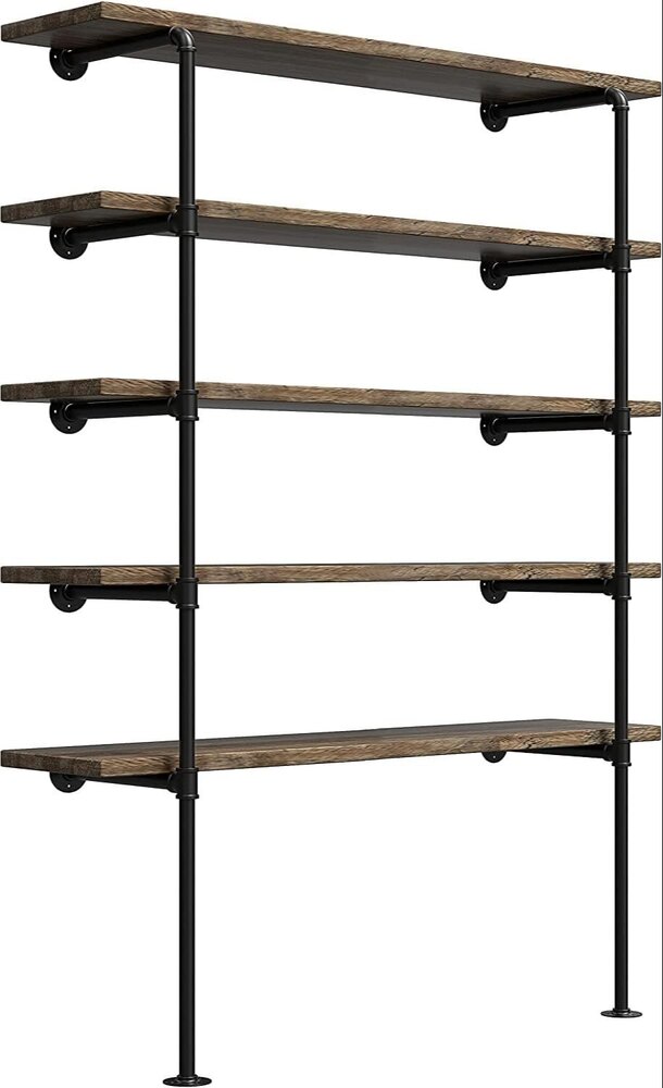 Wall Mount iron Pipe Shelf,DIY Open Bookshelf,Hung Bracket (2Pcs)