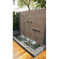 Wall Fountain - Stone Material, Electric Powered 220-240v | Durable Brown Design With Multicolored Led Light For Outdoor Ambiance