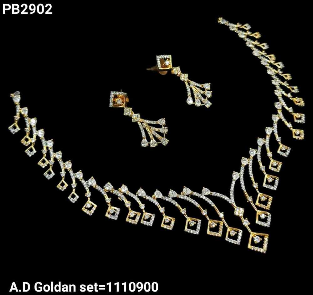 AMERICAN DIAMOND STUDDED NECKLACE WITH EARRING JEWELLERY SET FOR WOMEN AND GIRL
