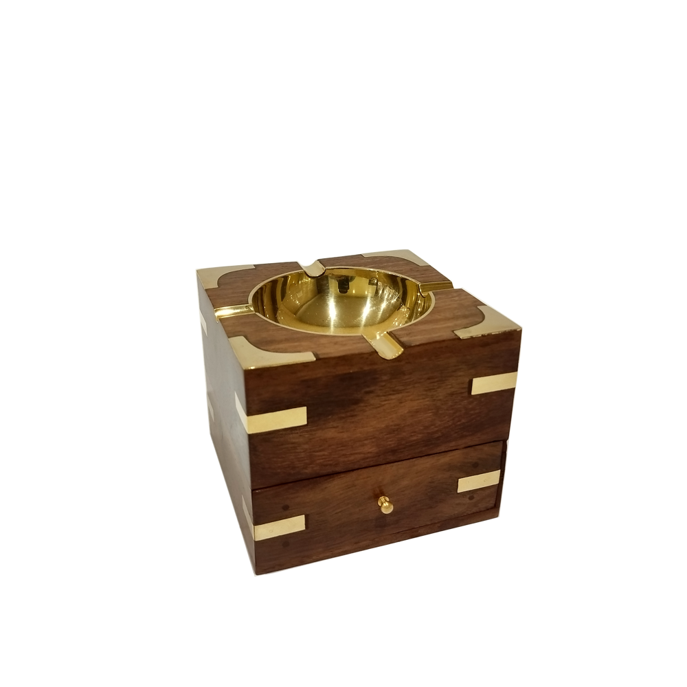 Wooden Ash Tray - Wood, Smooth Finish | Customized Colors, Carved Design, Distinctive European Craftsmanship
