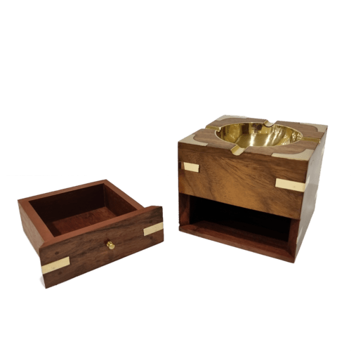 Wooden Ash Tray - Wood, Smooth Finish | Customized Colors, Carved Design, Distinctive European Craftsmanship