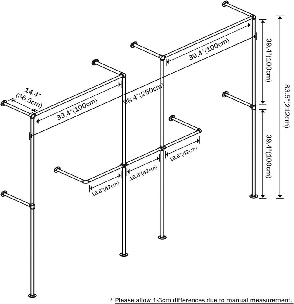 Industrial Pipe Clothing Rack,Industrial Clothing Rack, Clothing Rods for Hanging Clothes