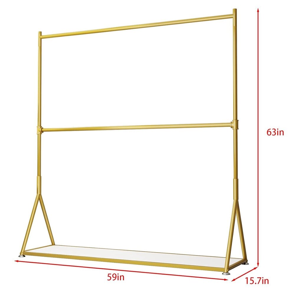 Iron Metal Gold Clothing Rack with Shelf, Clothes Racks, Modern Heavy Duty Garment Rack