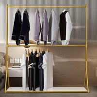 Iron Metal Gold Clothing Rack with Shelf, Clothes Racks, Modern Heavy Duty Garment Rack