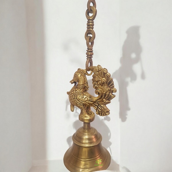 Aakrati Bird Shape Brass Wall Hanging Bell | Perfect for Home and Temple Decoration