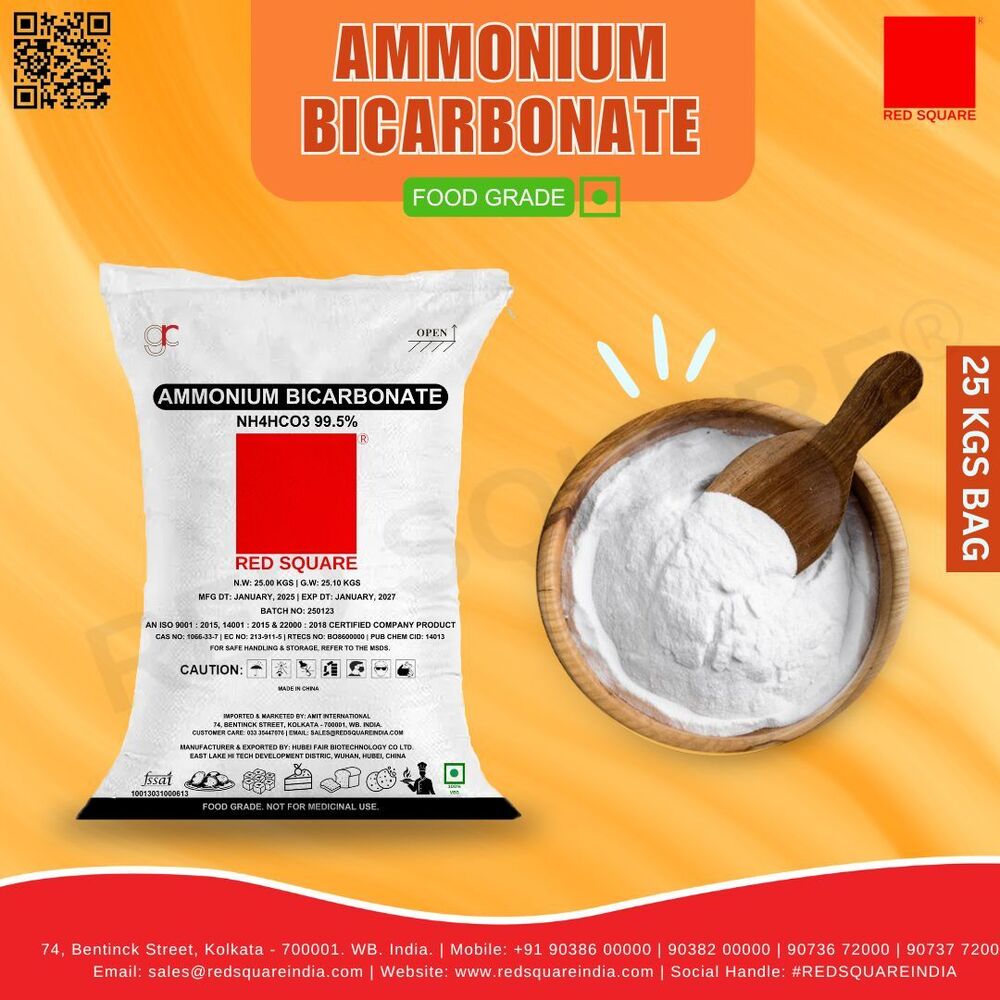 Ammonium Bicarbonate - Food Grade - Red Square - Cas No: 144