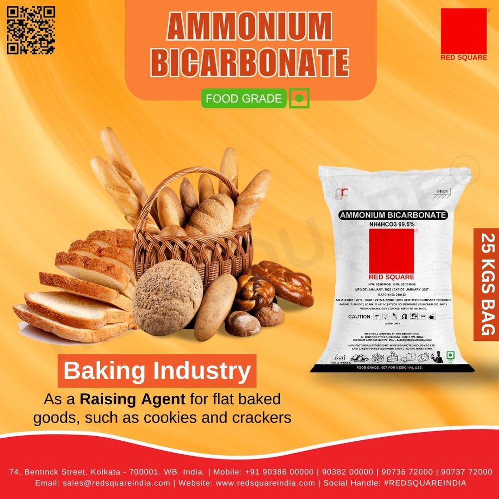 Ammonium Bicarbonate - Food Grade - Red Square - Cas No: 144