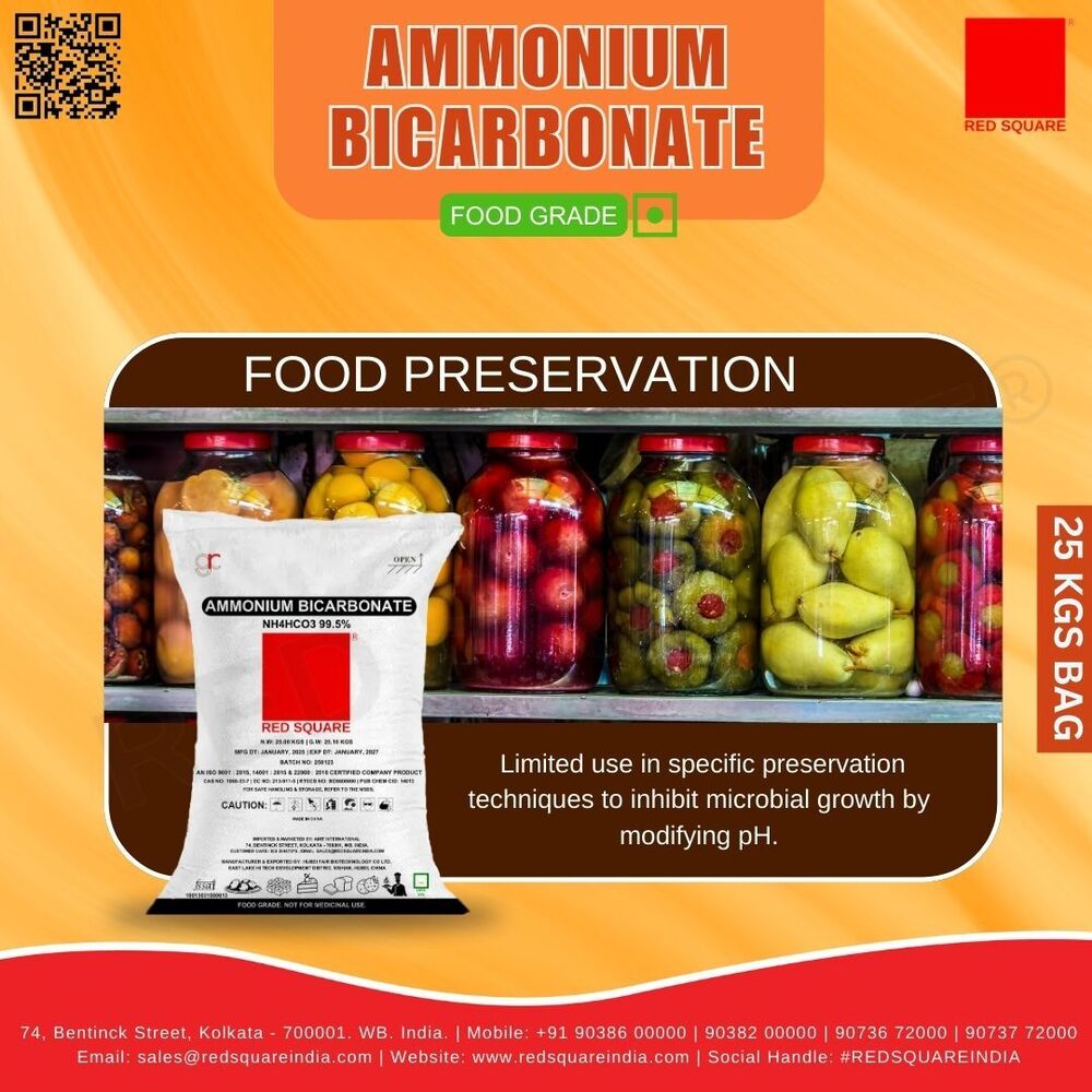 Ammonium Bicarbonate - Food Grade - Red Square - Cas No: 144