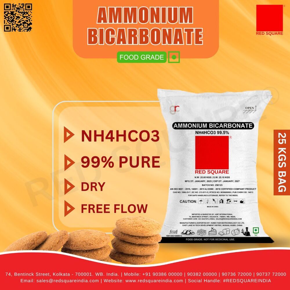 Ammonium Bicarbonate - Food Grade - Red Square - Cas No: 144