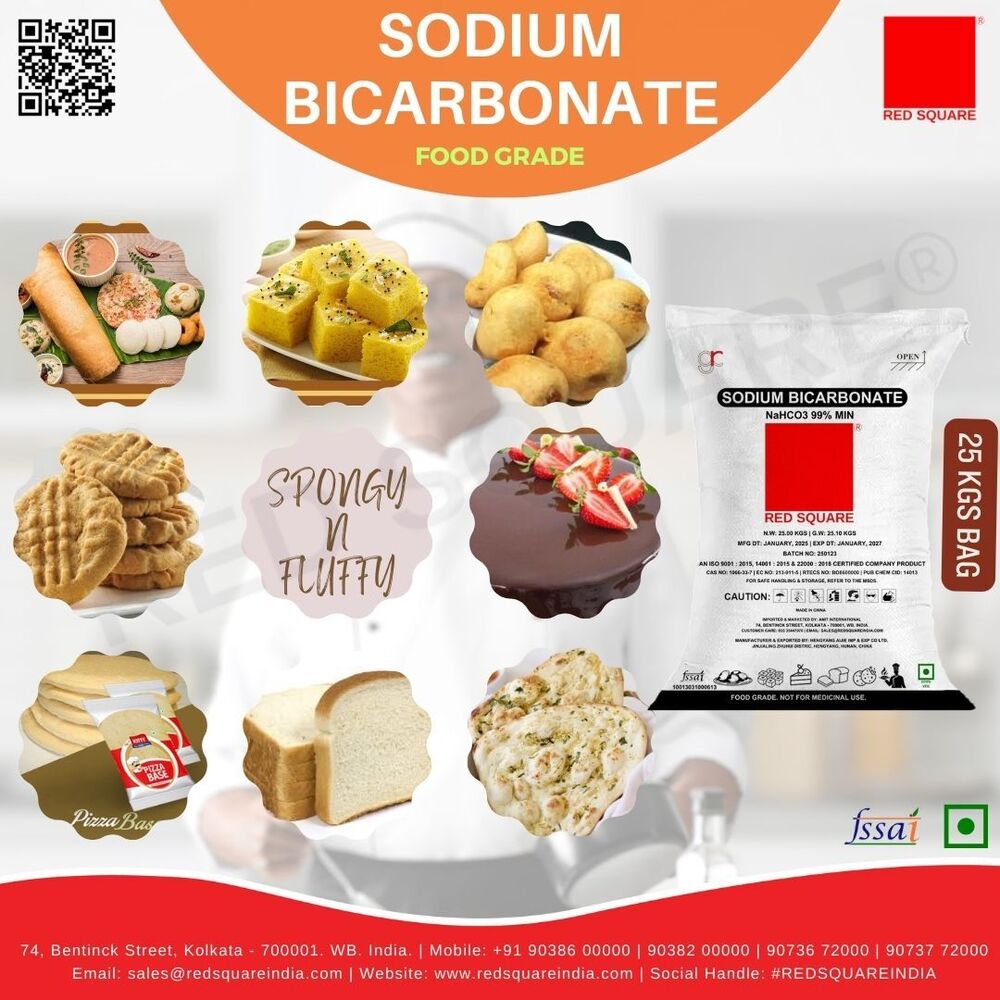 Sodium Bicarbonate - Food Grade - Red Square - Cas No: 144-55-8