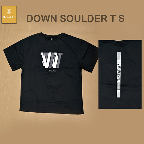 RK-228 Mens Black Down Shoulder T-Shirt