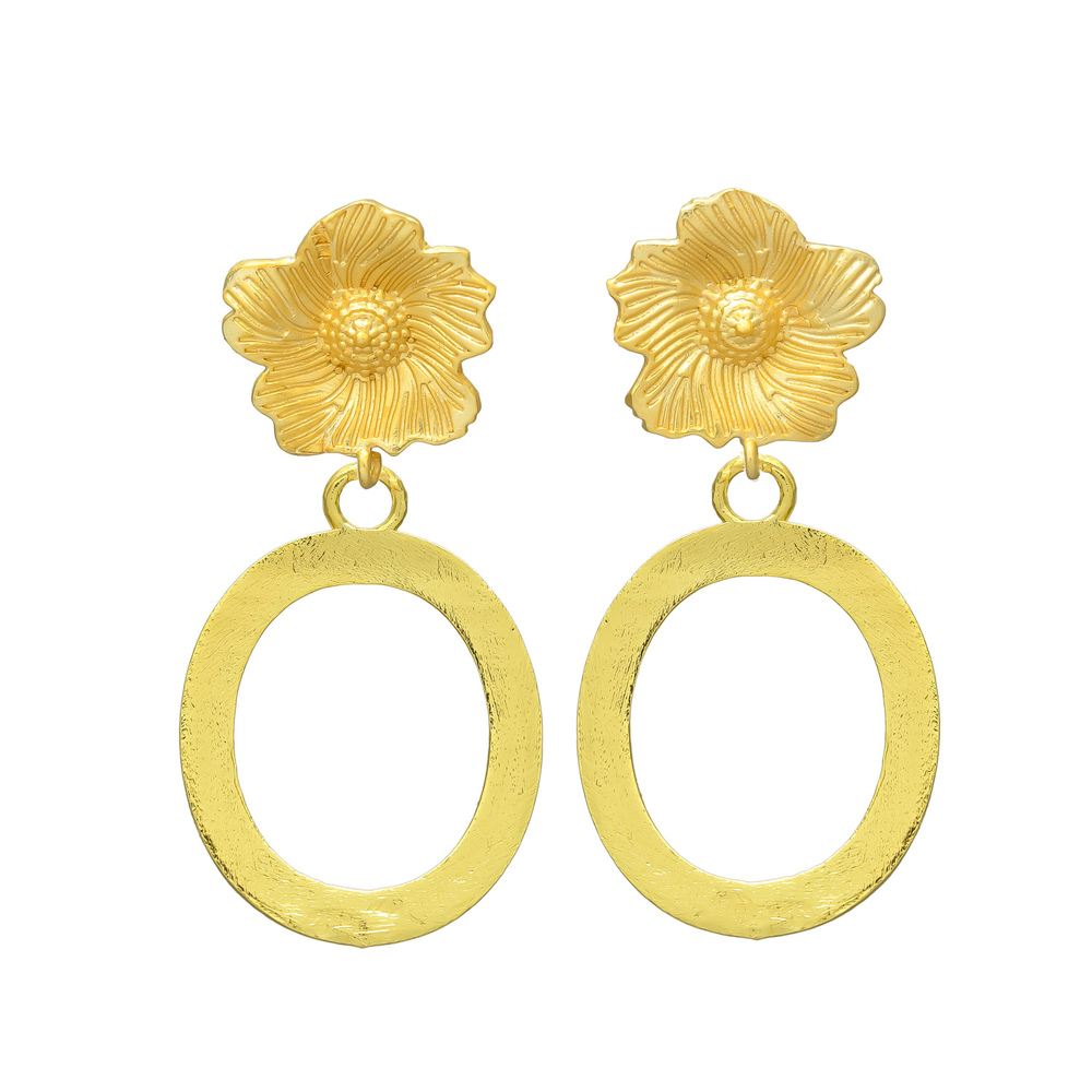 New arrival gold plated earring with flower top, woman ethnic earring