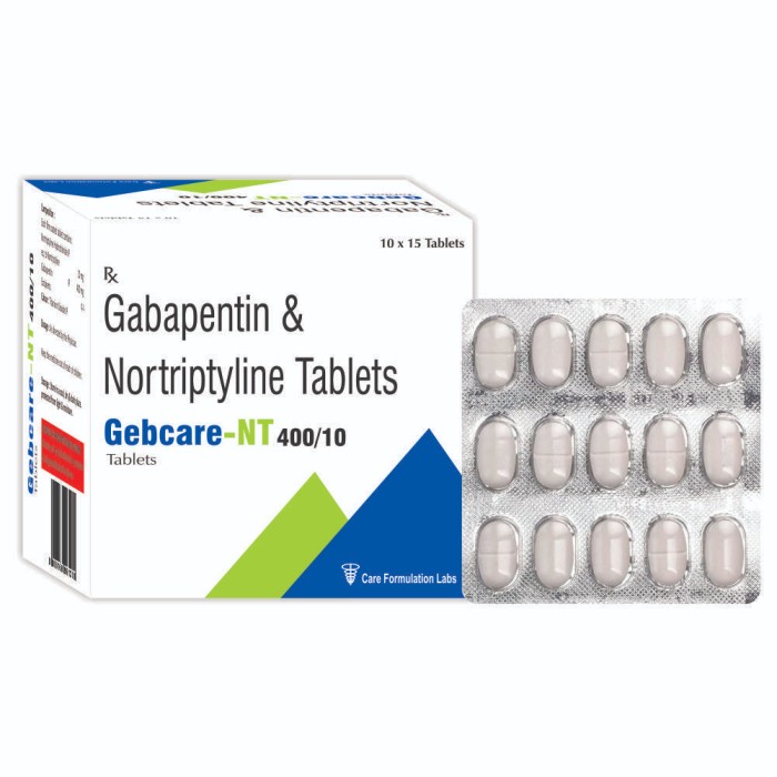 Nortriptyline Hydrochloride IP eq. to Nortriptylin 10mg Gabapentin IP 400mg