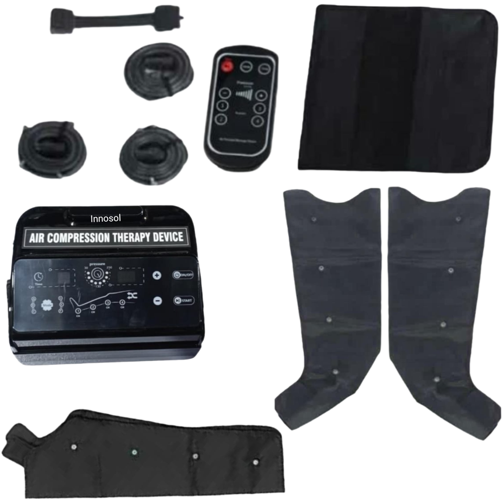 Air Compression Therapy Device (8 Ch) - 2 Legs, 1 Waist, 1 Arm Sleeve for Swelling, Pain Relief