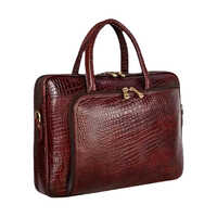 Office Leather Bag - Genuine Leather, Unisex Design | Rich Brown Color, Plain Style With 1-year Warranty