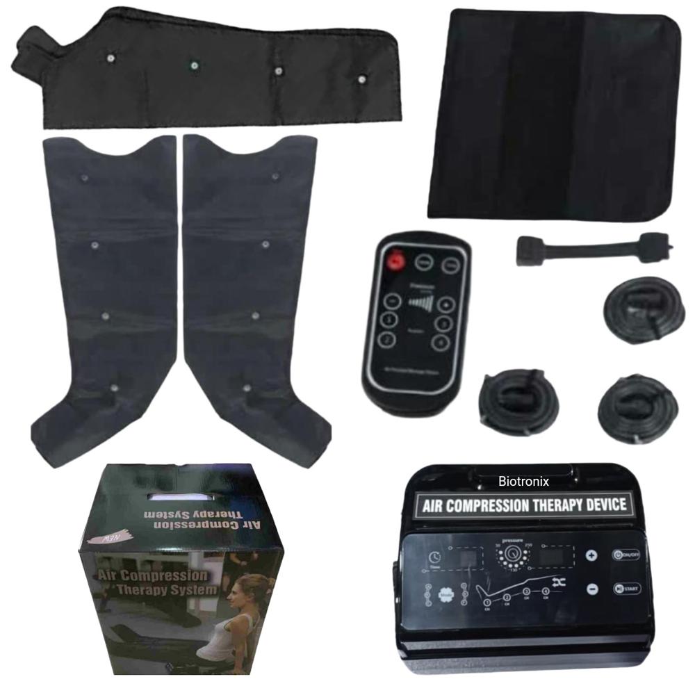 Air Compression Therapy Device (8 Ch) - 2 Legs, 1 Waist, 1 Arm Sleeve for Swelling, Pain Relief