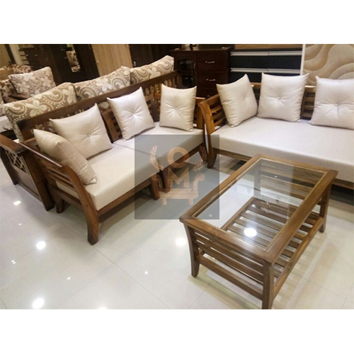 भूरा लकड़ी का सोफा सेट