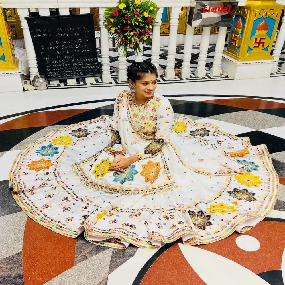 Lehenga Choli - Muslin Cotton, Semi-stitched Lehenga Up To 42 Waist, 4 Meter Flair, Printed With Real Mirror | Unstitched Blouse With Mirror, 2.10 Mtr Duppata