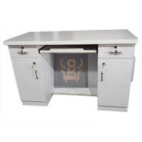 Wood Modular Office Table - Plastic And Polished Wood 4x2 Feet | Durable, Easy To Clean, Elegant White Finish