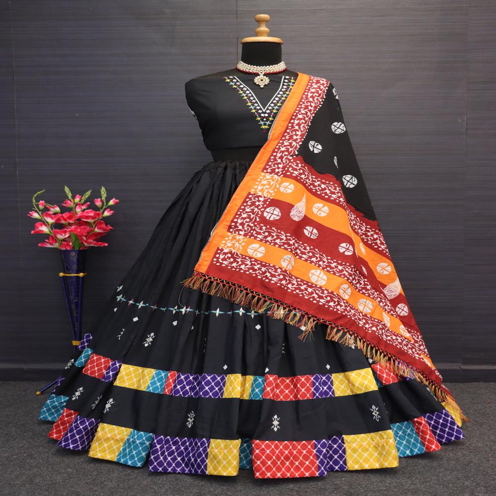 Digital Print Muslin Cotton Lehenga Choli