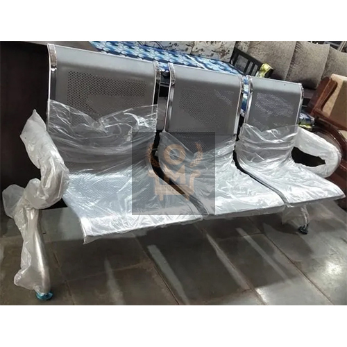 Steel Silver Three Seater Waiting Chair