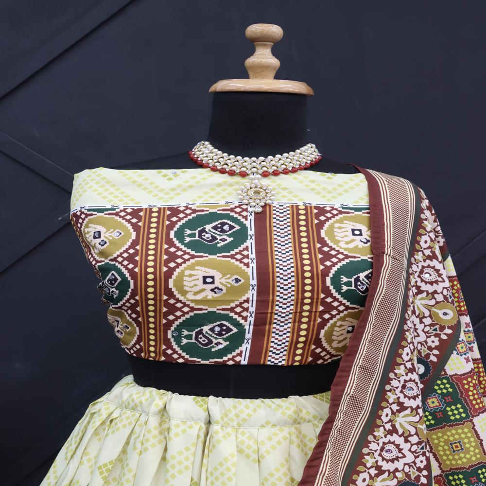 Digital Print Muslin Cotton Lehenga Choli