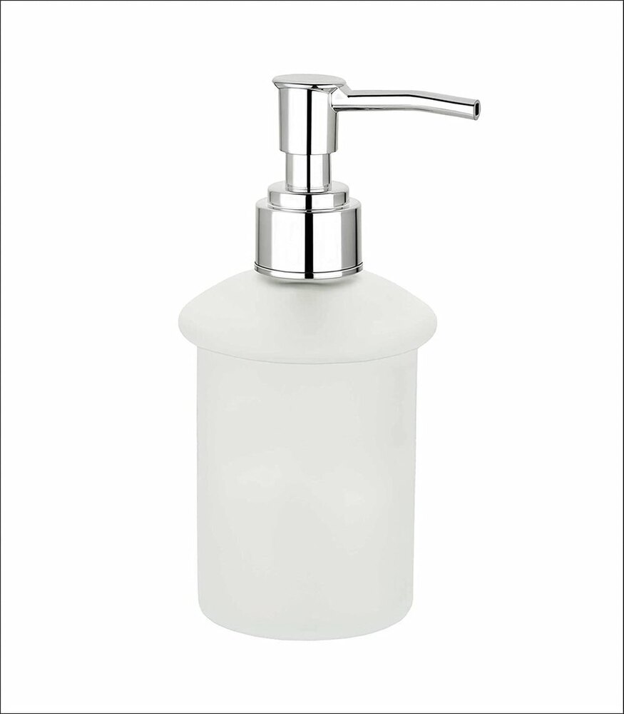 Round Frosted Glass Soap Dispenser for Bathrooms