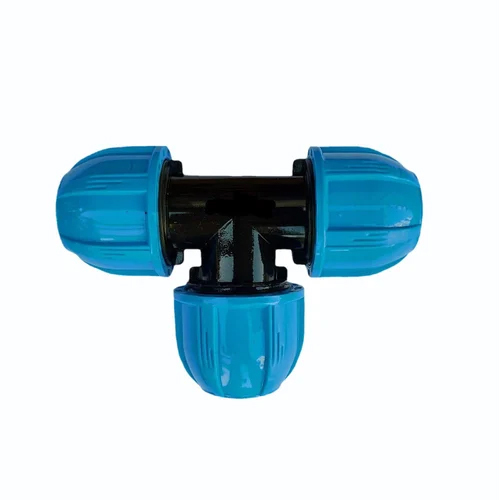 Pp Compression Fittings Tee 20 Mm - Color: Black & Blue