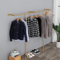 Industrial Pipe Clothing Rack Wall Mounted,Wall Mounted Clothes Rack,Five Bases, Strong Load