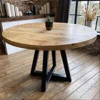 Solid Mango Wooden Round 4 Seater Dining Table For Living Room - Application: Industrial