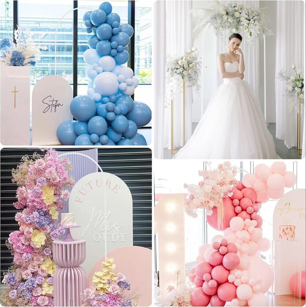 6FTx2.6FT White Metal Wedding Arch Balloon Backdrop Stand Arched Frame for Ceremony (White)