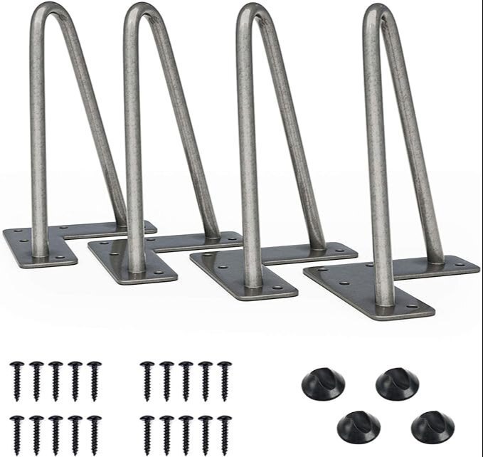 6 Inch Heavy Duty Hairpin Furniture Legs, Metal Home DIY Projects for TV Stand, Sofa, Grey 4PCS