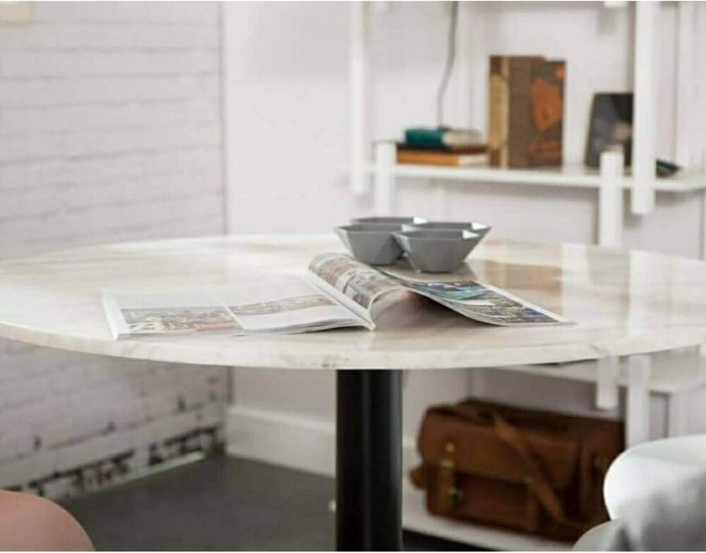 White Round Marble Dining Table With Metal Legs (100cm Round)