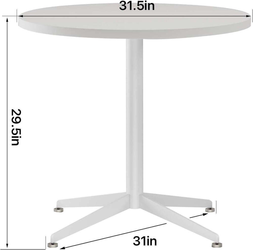 White Dining Table Round Small Office Table Conference Table Coffee Meeting Table 31.5 inch