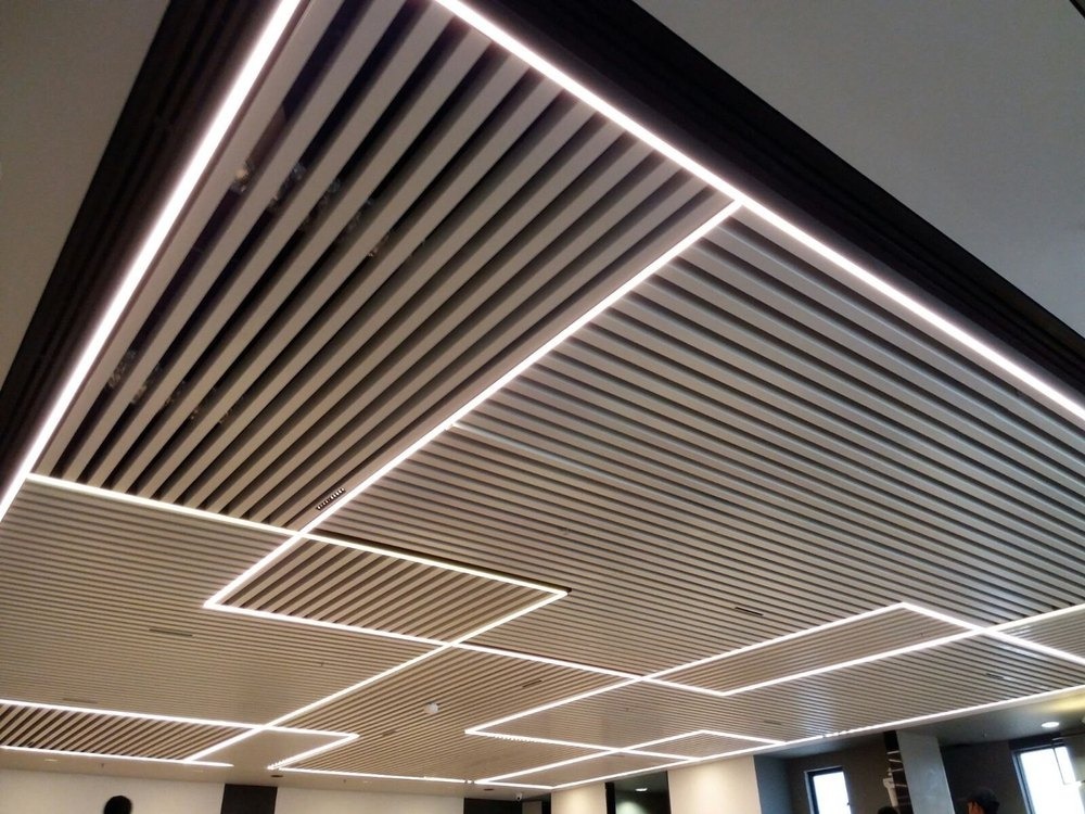P-25 Baffle Ceiling - Aluminum, 10 ft Length, U Shape, Custom Color Options | Durable, Powder Coated Finish, Acoustic Noise Control Solution
