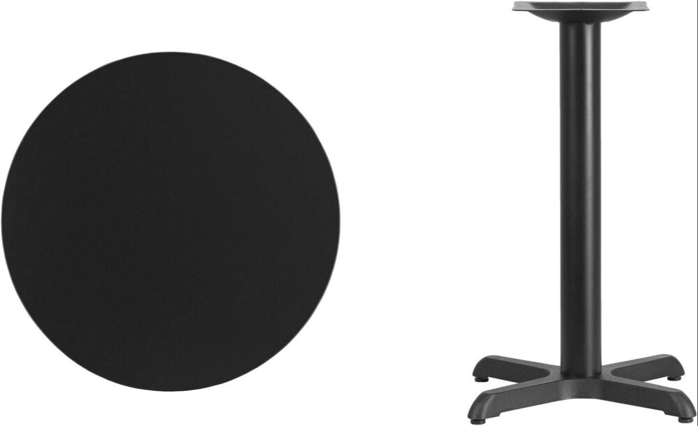 24'' Round Black Laminate Table Top with 22'' x 22'' Table Height Base