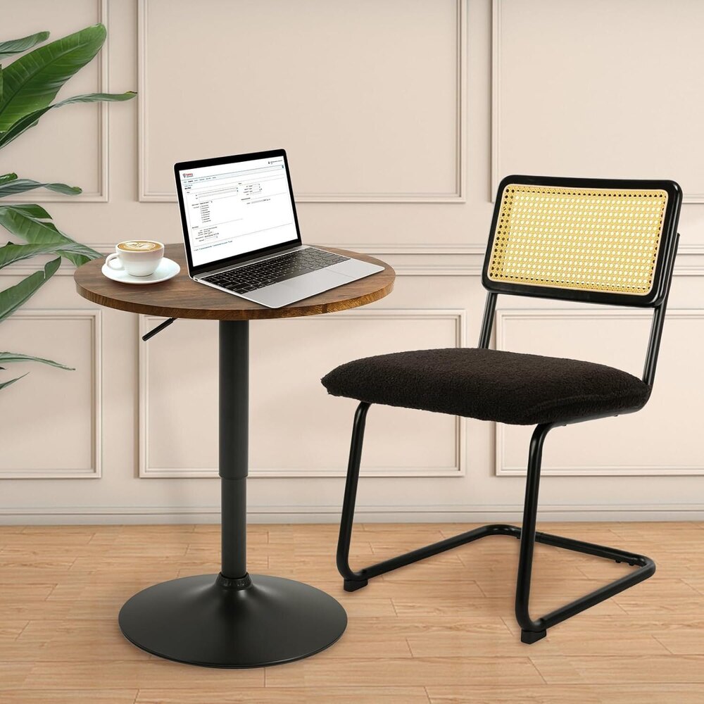 Round Bar Table, Adjustable Table,mdf Top With Black Metal Pole Support And Base Home, Kitchen