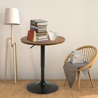 Round Bar Table, Adjustable Table,MDF Top with Black Metal Pole Support and Base Home, Kitchen