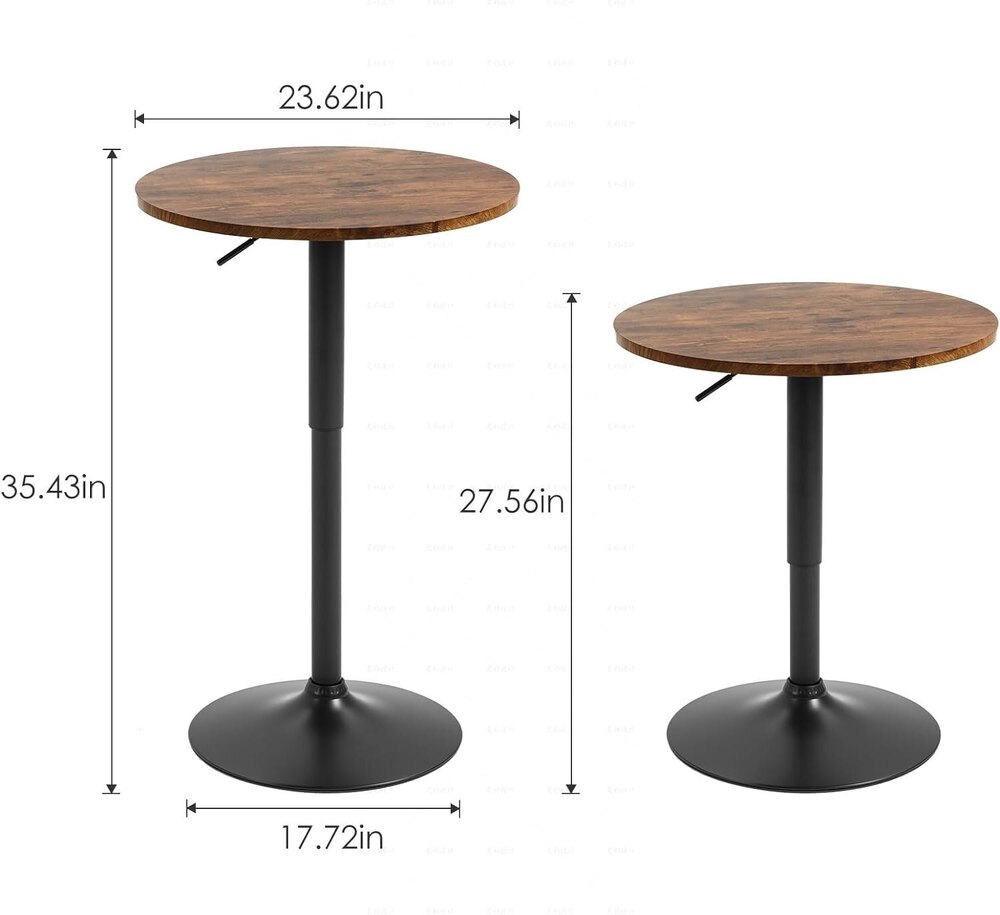 Round Bar Table, Adjustable Table,mdf Top With Black Metal Pole Support And Base Home, Kitchen