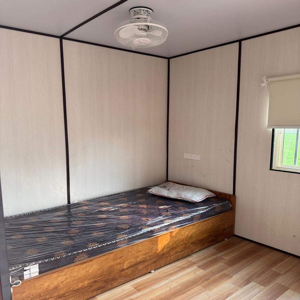 Portable Cabin - Steel Material, Variable Dimensions, Off-white Color | Ideal For Temporary Office Space, 2 Windows, 1 Door