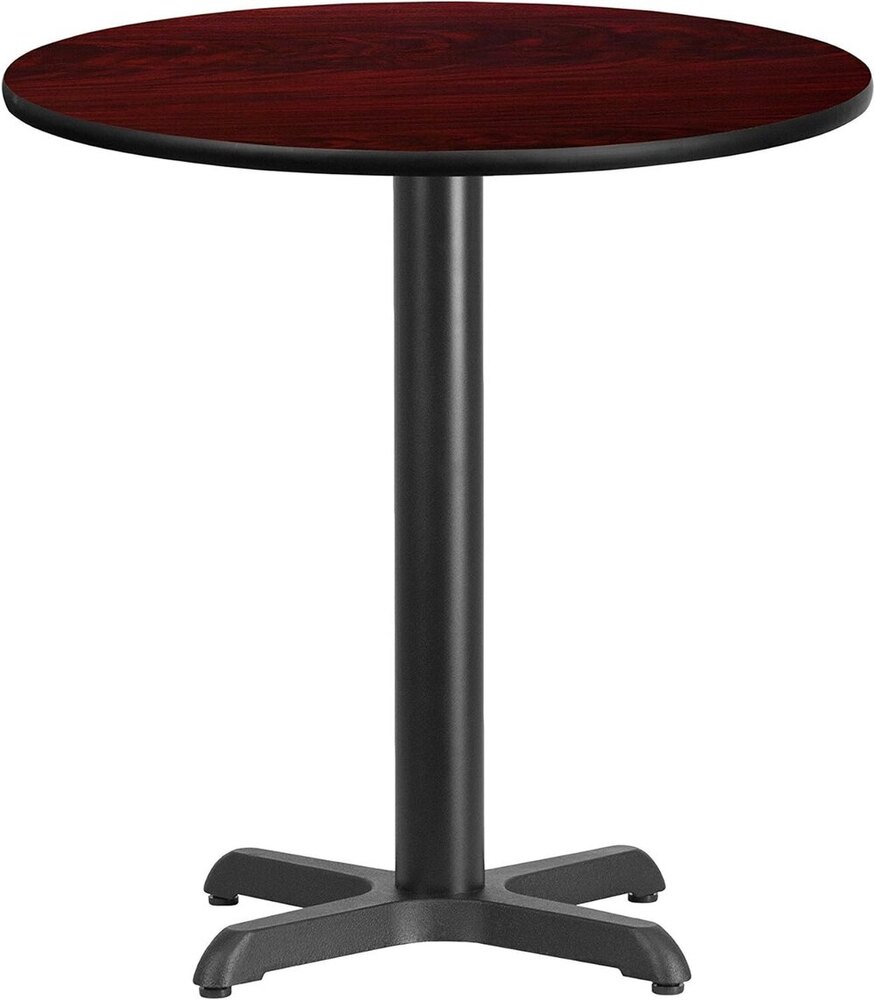 24'' Round Mahogany Laminate Table Top with 22'' x 22'' Table Height Base