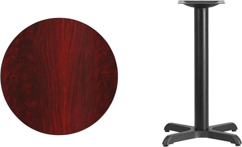 24'' Round Mahogany Laminate Table Top with 22'' x 22'' Table Height Base