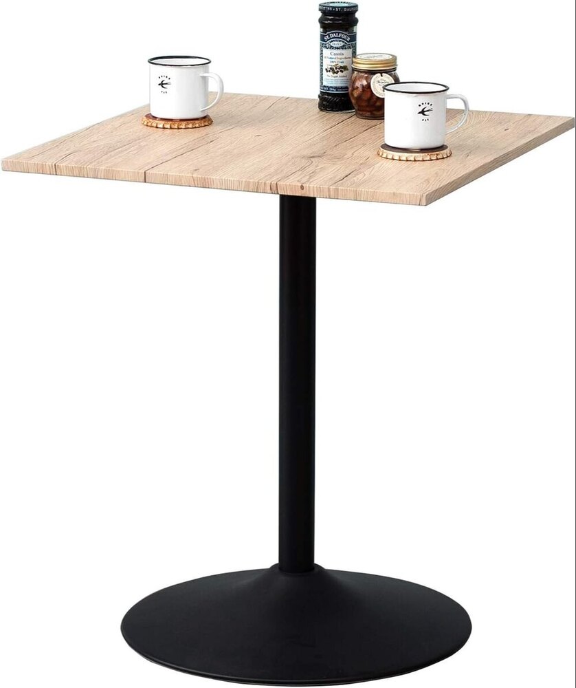 Cafe Table, Dining Table, Wood Grain Top Square, Industrial, Width 23.6 inches (60 cm), Natural