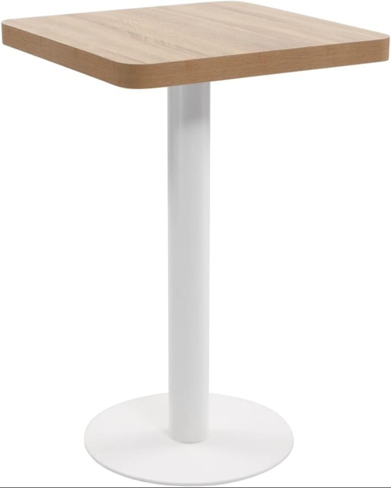 Light Brown Bistro Table Square MDF Dining Table with Steel Legs - 19.7"x19.7"